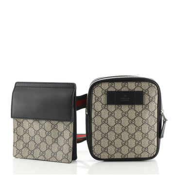 Gucci Double Web Belt Bag GG Coated Canvas with Leather