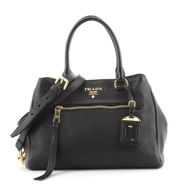 Prada Front Pocket Convertible Shopping Tote Vitello Daino Medium