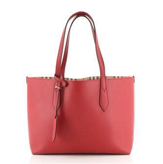 Burberry Reversible Tote Haymarket Coated Canvas and Leather Small
