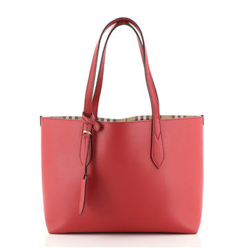 Burberry Reversible Tote Haymarket Coated Canvas and Leather Small
