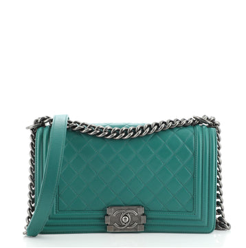 Chanel Boy Flap Bag Quilted Lambskin Old Medium