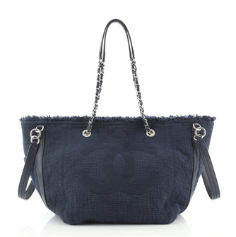 Chanel Double Face Deauville Tote Fringe Quilted Canvas Mini