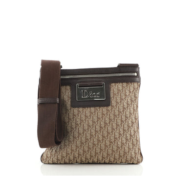 Christian Dior Vintage Zip Messenger Bag Diorissimo Canvas and Leather Small