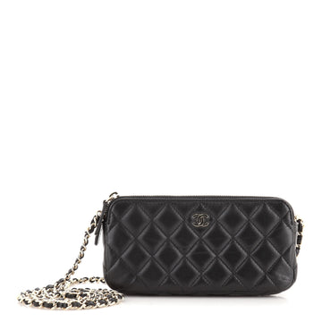 Chanel Double Zip Clutch with Chain Quilted Lambskin