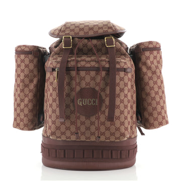 Gucci Multiple Pocket Backpack GG Coated Canvas with Applique Large