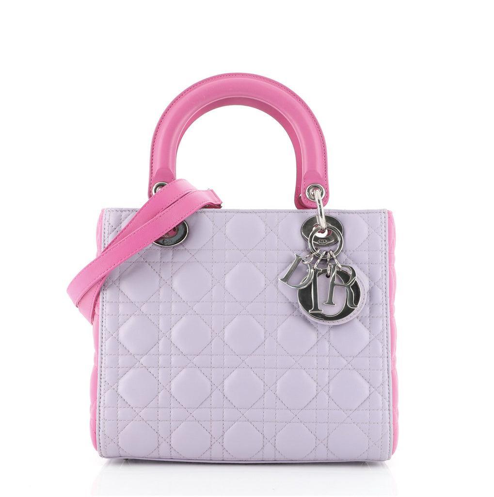 Christian Dior Lady Dior Medium Lambskin Cannage Magenta Pink - A World Of  Goods For You, LLC