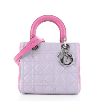 Christian Dior Bicolor Lady Dior Bag Cannage Quilt Lambskin Medium