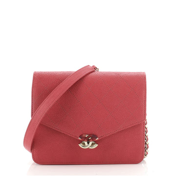 Chanel Thread Around Square Wallet on Chain Quilted Caviar