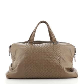 Bottega Veneta Double Zip Convertible Satchel Leather with Vertical Intrecciato Detail Large
