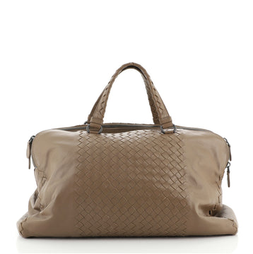 Bottega Veneta Double Zip Convertible Satchel Leather with Vertical Intrecciato Detail Large