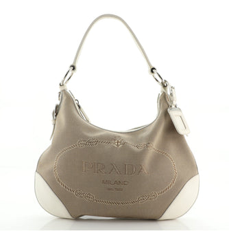 Prada Logo Hobo Canvas Medium