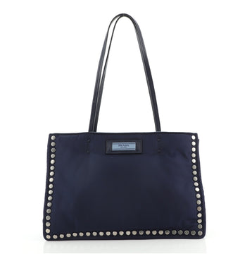 Prada Etiquette Tote Studded Tessuto Medium