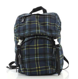 Prada Double Buckle Backpack Printed Tessuto Medium