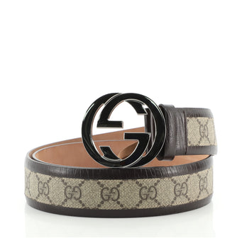 Gucci Interlocking G Belt GG Canvas with Leather Wide