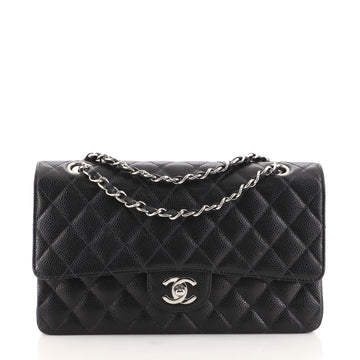 Chanel Vintage Classic Double Flap Bag Quilted Caviar Medium