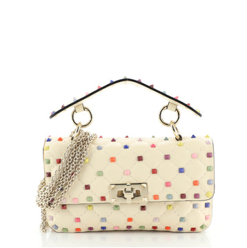 Valentino Rainbow Rockstud Spike Flap Bag Quilted Leather Small