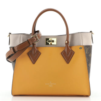 Louis Vuitton On My Side Tote Leather with Monogram Canvas