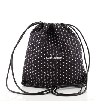 Saint Laurent Teddy Drawstring Backpack Printed Canvas Large