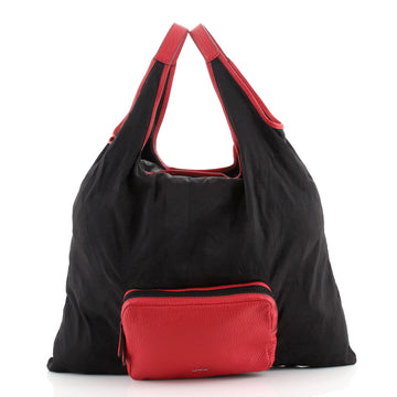 Fendi Expandable Shopping Bag Pequin Nylon and Leather