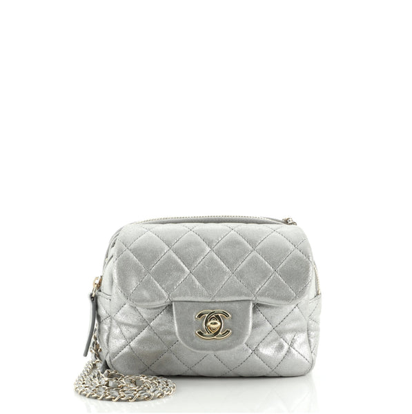 Wallet on Chain Flap Bag Quilted Iridescent Calfskin Mini