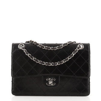 Chanel Vintage Classic Single Flap Bag Stitched Lambskin Medium
