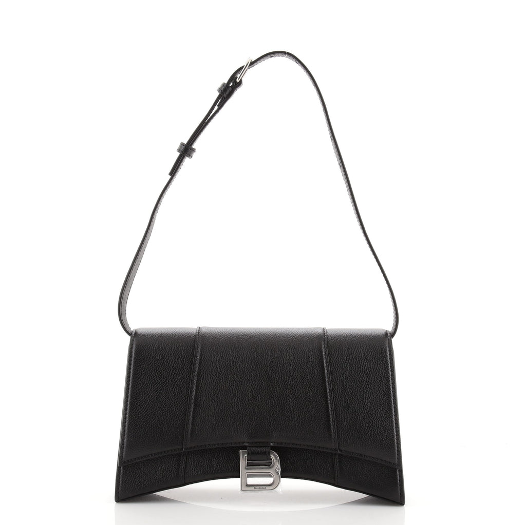 Balenciaga Womens Black Hourglass Sling Leather Shoulder Bag  ModeSens