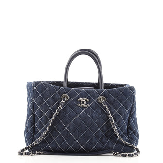 Chanel Coco Handle Shopping Tote Quilted Denim Large