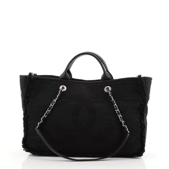 Chanel Double Face Deauville Tote Fringe Quilted Canvas Medium