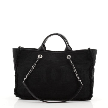 Chanel Double Face Deauville Tote Fringe Quilted Canvas Medium