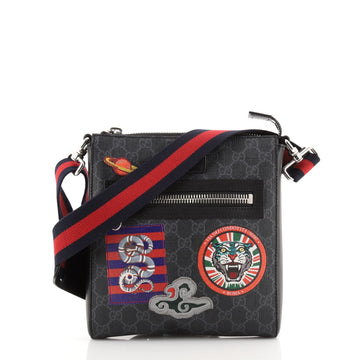 Gucci Night Courrier Zip Messenger GG Coated Canvas with Applique Small