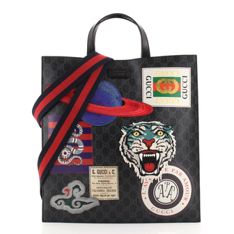 Gucci Courrier Convertible Soft Open Tote GG Coated Canvas with Applique North South
