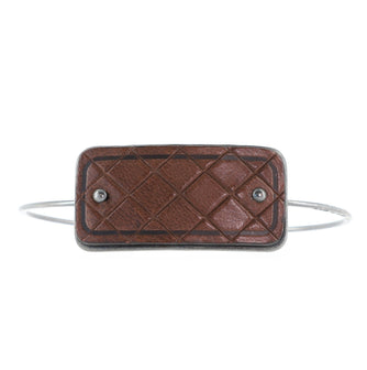 Bottega Veneta Intrecciato Bangle Bracelet Quilted Leather and Metal