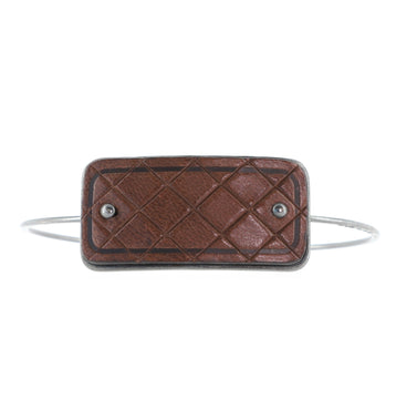 Bottega Veneta Intrecciato Bangle Bracelet Quilted Leather and Metal