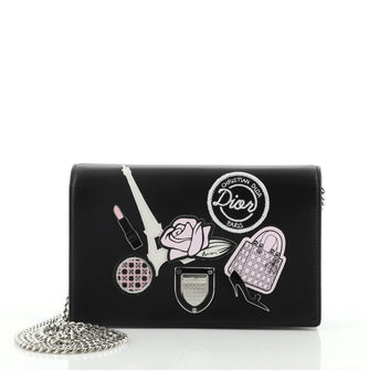 Christian Dior Diorama Wallet on Chain Patch Embellished Leather