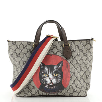 Gucci Convertible Soft Tote Mystic Cat Print GG Coated Canvas Small