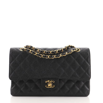 Chanel Vintage Classic Double Flap Bag Quilted Caviar Medium