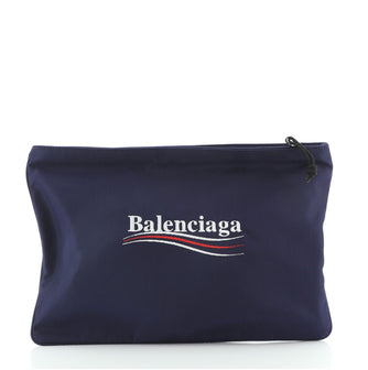 Balenciaga Explorer Zip Pouch Embroidered Canvas Large