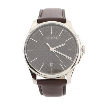 Gucci G-Timeless Diamante Date Quartz Watch Stainless Steel and Leather 40