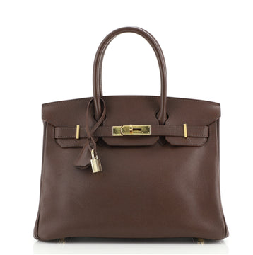 Hermes Birkin Handbag Brown Courchevel with Gold Hardware 30