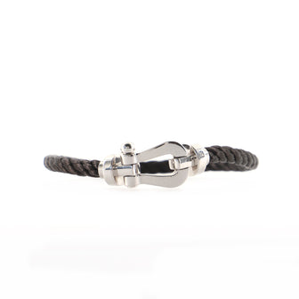 Fred Paris Force 10 Bracelet Woven Cord with Stainless Steel and 18K White Gold