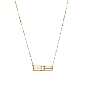 Tiffany & Co. T Open Horizontal Bar Pendant Necklace 18K Yellow Gold with Diamond