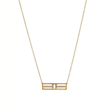 Tiffany & Co. T Open Horizontal Bar Pendant Necklace 18K Yellow Gold with Diamond