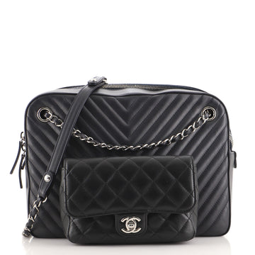 Chanel Paris-Hamburg Double Camera Case Bag Chevron and Diamond Quilted Calfskin Medium