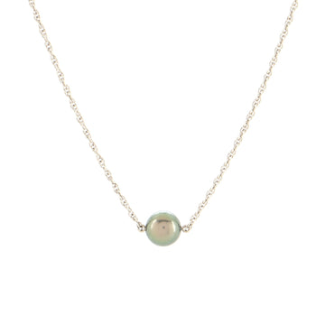 Mikimoto Black South Sea Single Cultured Pearl Pendant Necklace 18K White Gold