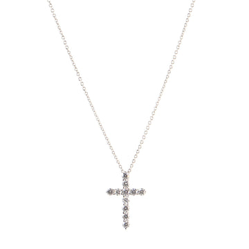 Tiffany & Co. Cross Pendant Necklace Platinum and Diamonds Small