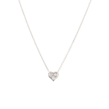 Tiffany & Co. Heart 3 Diamond Pendant Necklace Platinum with Diamonds