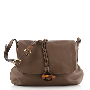 Gucci Hip Bamboo Flap Bag Leather Medium