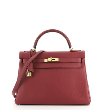 Hermes Kelly Handbag Red Togo with Gold Hardware 32