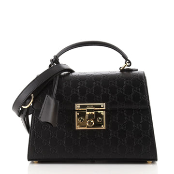 Gucci Padlock Top Handle Bag Guccissima Leather Small
