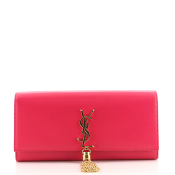Saint Laurent Classic Monogram Tassel Clutch Leather Long